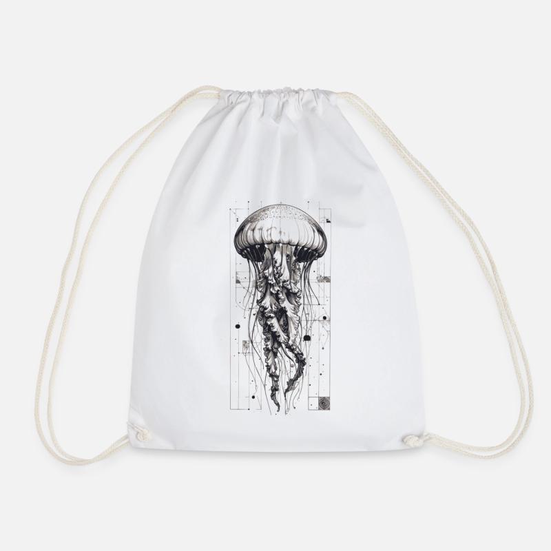Méduses Technok Noires et Blanches - Sac de sport léger - blanc