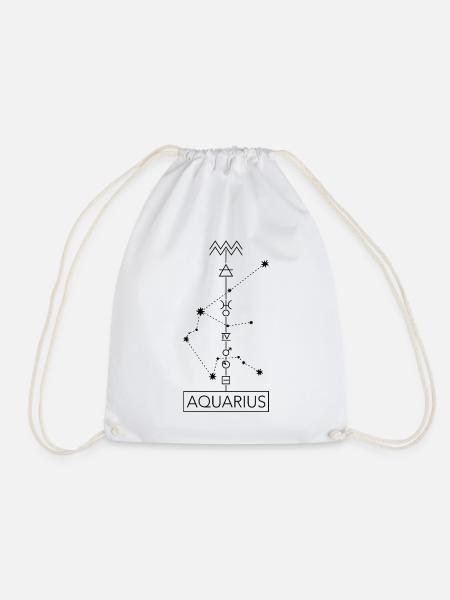 Aquarius - Wassermann Sternzeichen - schwarz - Turnbeutel - Weiß