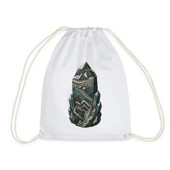 Geological Time Crystal Strata and Fossils - Drawstring Bag - white - Front