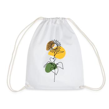Sunflower Line Art Design - Drawstring Bag - white - Front