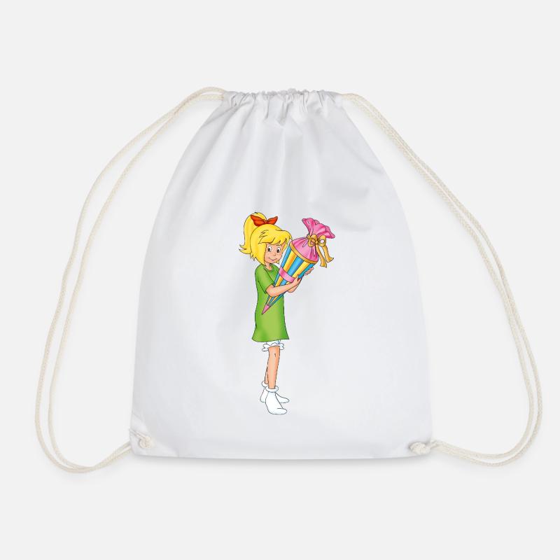 Bibi Blocksberg Back to school with sugar cone - Drawstring Bag - white