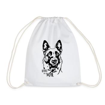 Loved by a Mal Malinois Dog Saying Dogs Wilsigns - Drawstring Bag - white - Front
