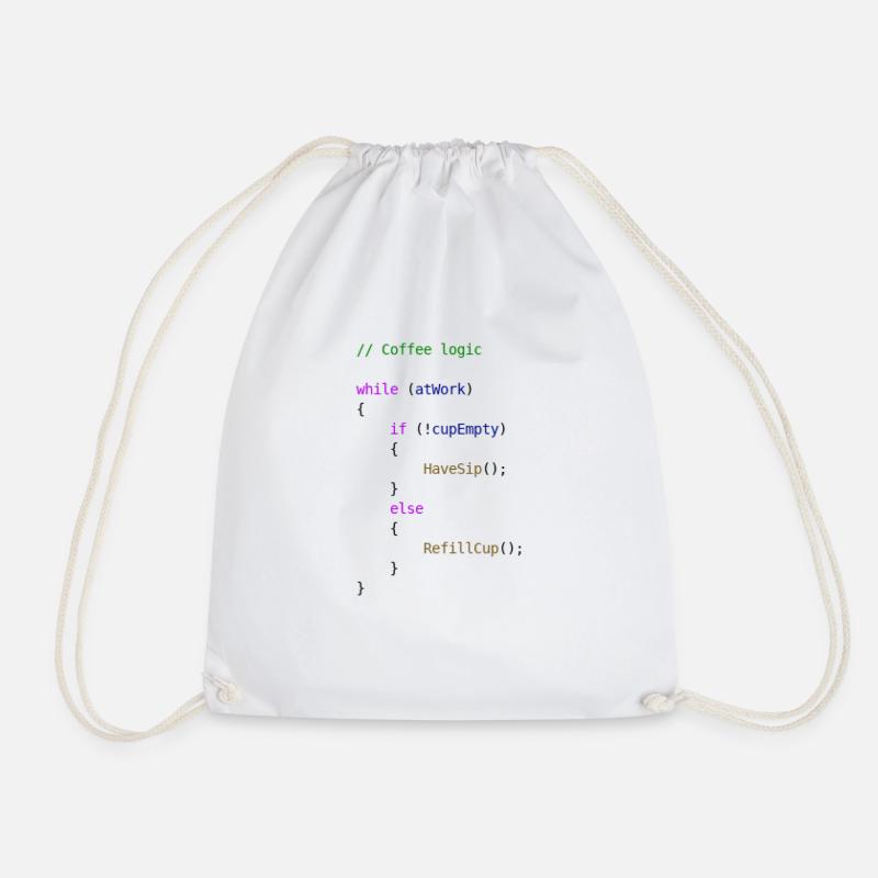 Coffee logic Programmierer Geschenkidee - Turnbeutel - Weiß