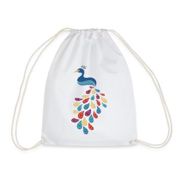 Bunter Pfau - Turnbeutel - Weiß - Vorne