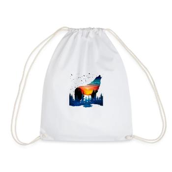 wolf - Drawstring Bag - white - Front