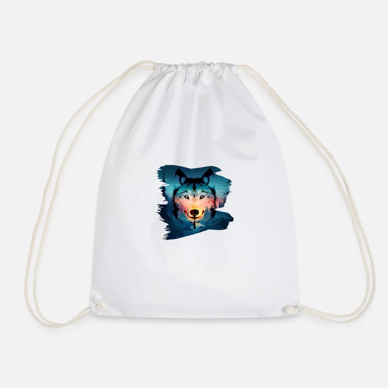 wolf - Drawstring Bag - white