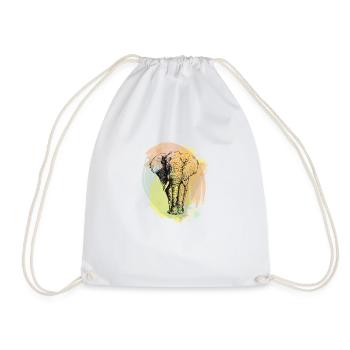 Elephant elephant watercolor vintage retro - Drawstring Bag - white - Front