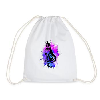 Ink Wolf - Drawstring Bag - white - Front