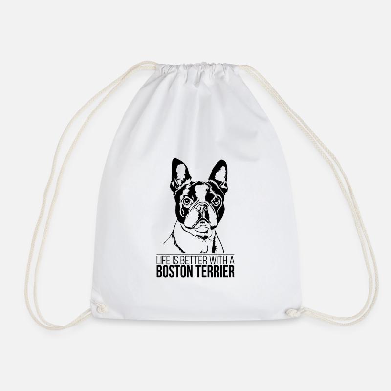 Boston Terrier life is better Hundespruch Wilsigns - Turnbeutel - Weiß