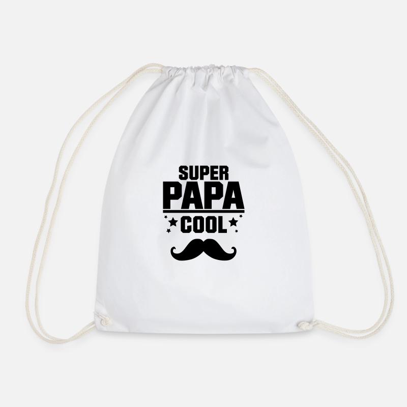 SUPER PAPA COOL MUSTACHE, Zitat, Nachricht - Turnbeutel - Weiß