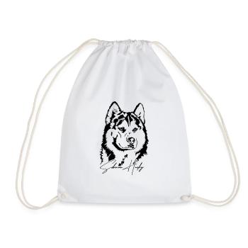 Siberian Husky Portrait Dog Dog Wilsigns - Drawstring Bag - white - Front