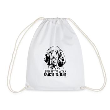 Bracco Italiano life is better Dogs Wilsigns - Drawstring Bag - white - Front