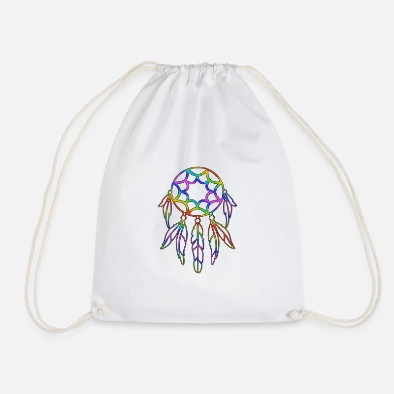Dream catcher design - Drawstring Bag - white