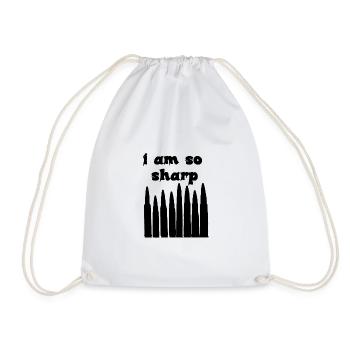 I Am So Sharp Bullet Typography Dark Statement Art - Drawstring Bag - white - Front