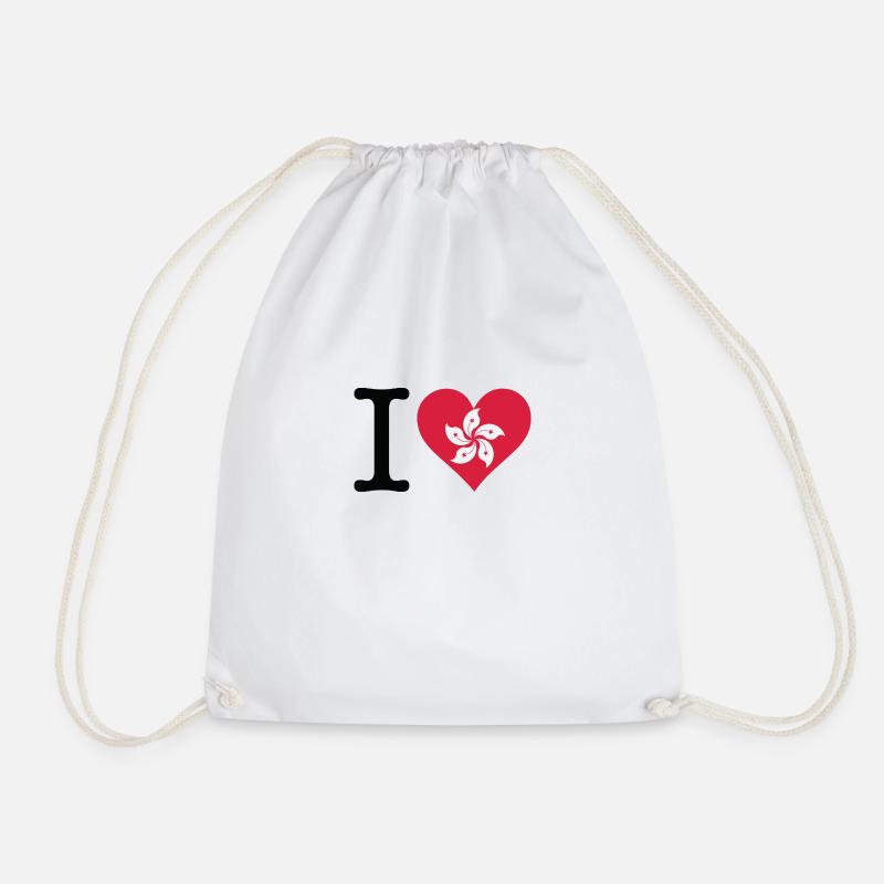 I Love Hong Kong - Drawstring Bag - white