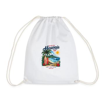 Hawaii Surf & Sunshine Vintage Tee - Drawstring Bag - white - Front