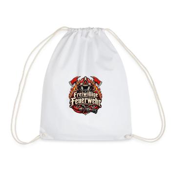 Freiwillige Feuerwehr Helm Äxte & Schlauch - Turnbeutel - Weiß - Vorne