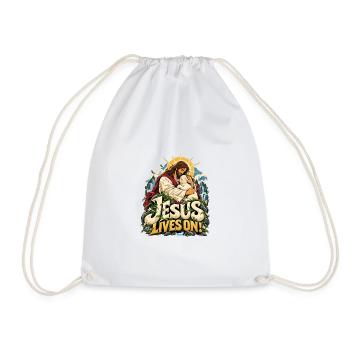 Jesus Lives On Lamm Natur - Turnbeutel - Weiß - Vorne