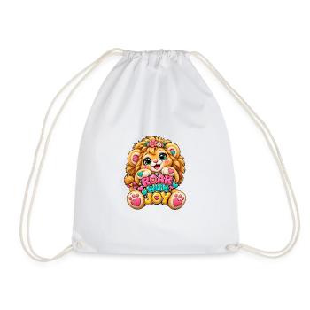 Kawaii Löwenbaby mit JOY Schrift - Turnbeutel - Weiß - Vorne