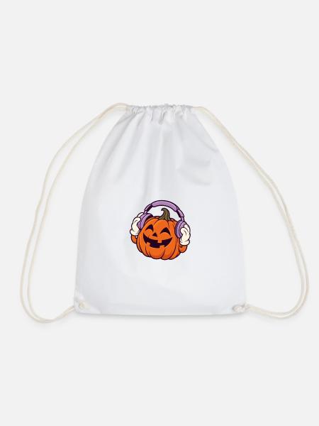 Kopfhörer-Kürbis Halloween-Design - Turnbeutel - Weiß