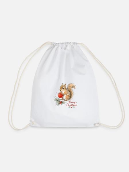Weihnachtseichhörnchen mit Ornament - Turnbeutel - Weiß