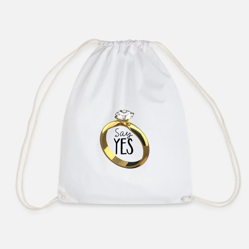 Say Yes! Marriage proposal - Drawstring Bag - white