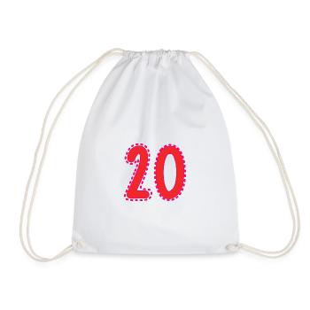 20. 20 ANS. 20e ANNIVERSAIRE. ANNIVERSAIRE 20 ANS. - Sac de sport léger - blanc - Devant