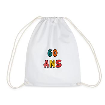 60. 60 ANS. 60e ANNIVERSAIRE. ANNIVERSAIRE 60 ANS. - Sac de sport léger - blanc - Devant