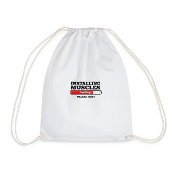 installing muscles - Drawstring Bag - white - Front