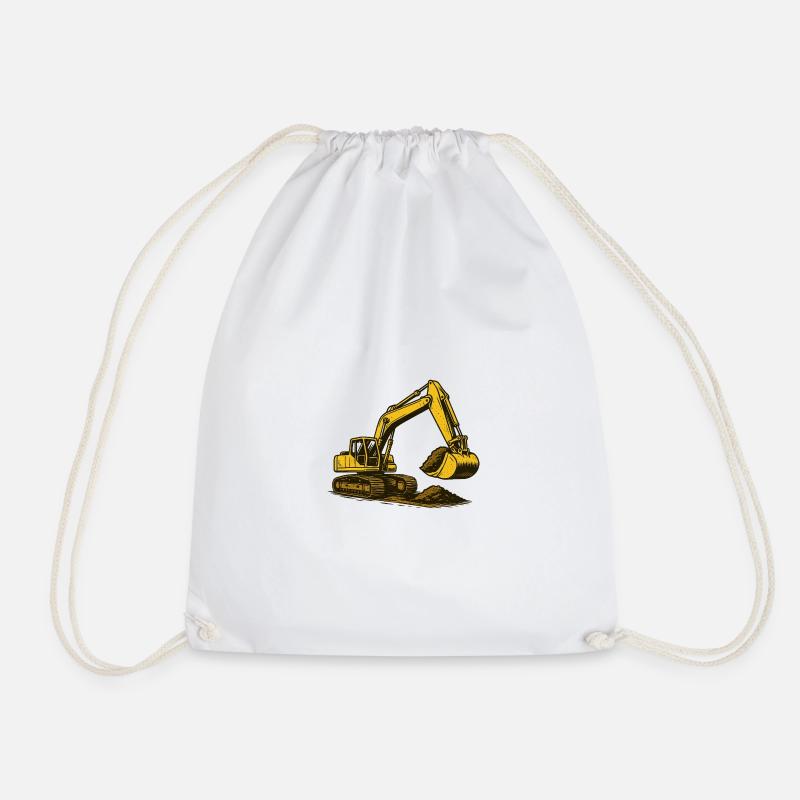 Excavator in dust - Drawstring Bag - white