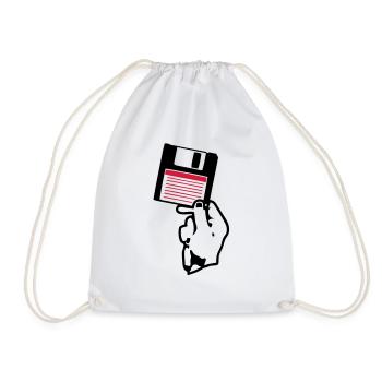 disquette disk scheibe disco main hand - Sac de sport léger - blanc - Devant