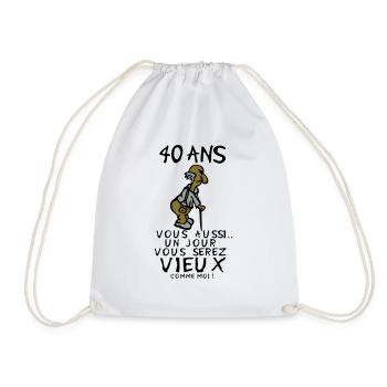 40 year old man birthday humou - Drawstring Bag - white - Front