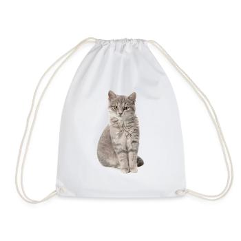 cute cat motif British Shorthair photo - Drawstring Bag - white - Front