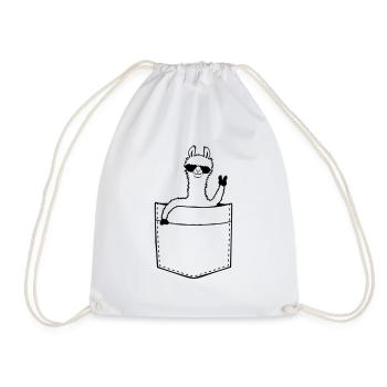 Hemdtasche Comic Lama - Turnbeutel - Weiß - Vorne