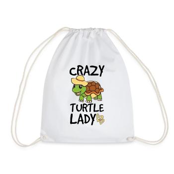 Funny Turtle Crazy Turtle Lady Gift - Drawstring Bag - white - Front