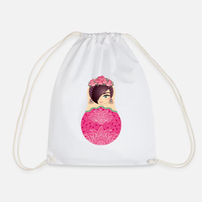 Matryoshka Fina - Drawstring Bag - white