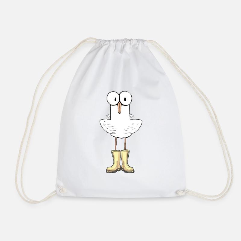 Möwe mit Gummistiefel - Geschenk Lustig - Turnbeutel - Weiß
