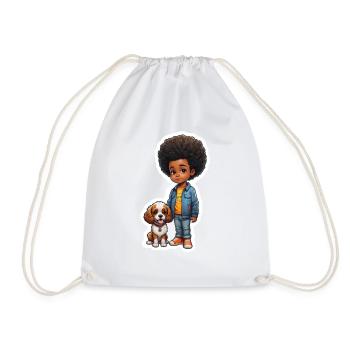 Idée cadeau enfant chien Afro Locks - Sac de sport léger - blanc - Devant