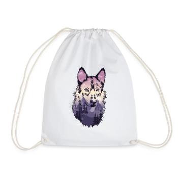 Wolf Shepherd Dog - Drawstring Bag - white - Front