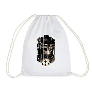 jesus bible christian religion christian cross christian - Drawstring Bag - white - Front