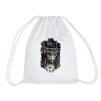 jesus bible christian religion christian cross christian - Drawstring Bag - white - Front