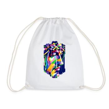 jesus bible christian religion christian cross christian - Drawstring Bag - white - Front
