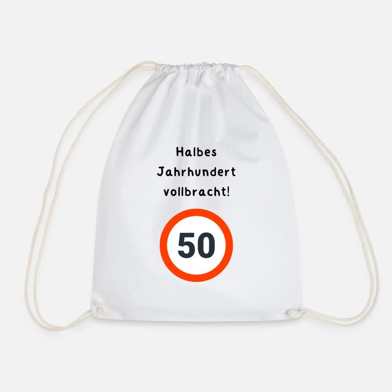 50th Birthday - Drawstring Bag - white