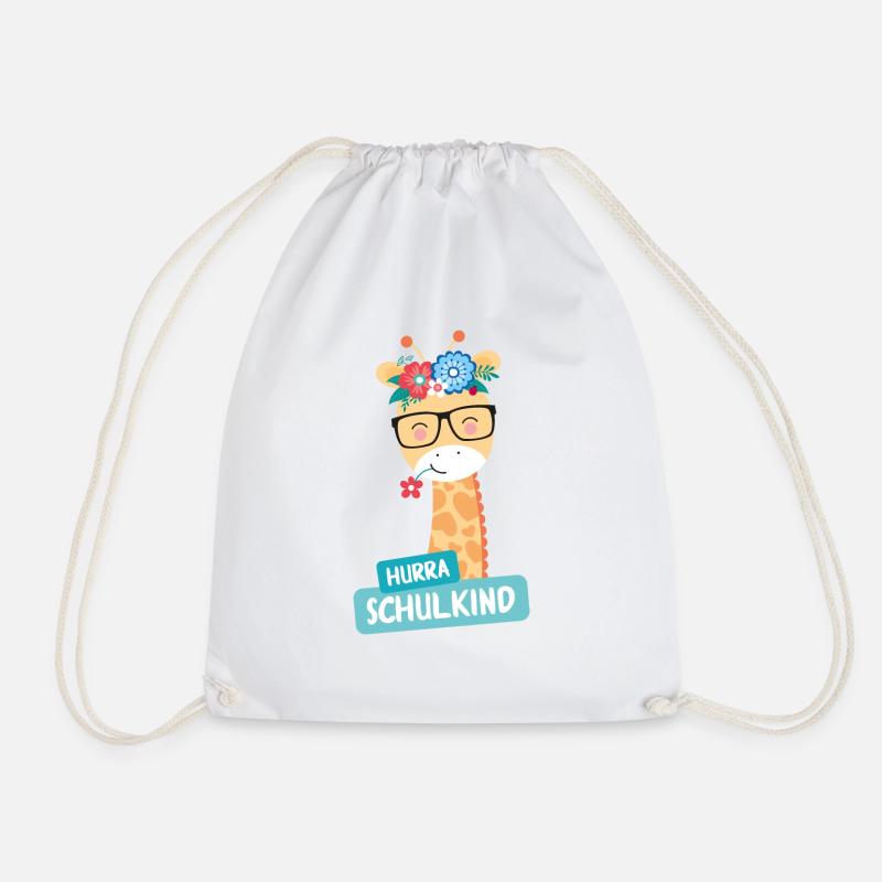 Schoolchild Giraffe - Drawstring Bag - white