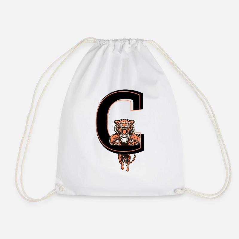Buchstabe c Tiger - Geschenkidee - Turnbeutel - Weiß