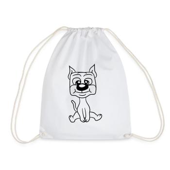 chien assis mignon petit chiot heureux animal de compagnie - Sac de sport léger - blanc - Devant