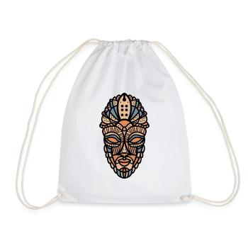 African mask - Drawstring Bag - white - Front
