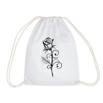 Beautiful rose with leaf - Drawstring Bag - white - Front