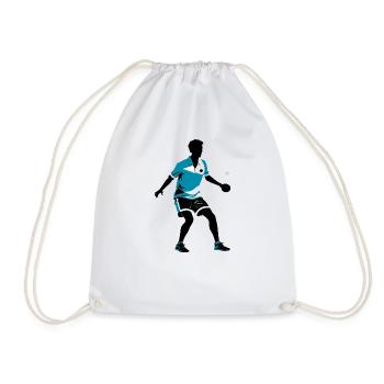 Table Tennis - Sports Sticker - Drawstring Bag - white - Front