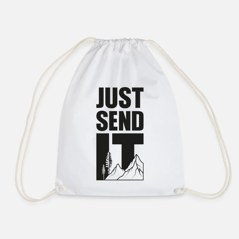 Just Send It - Black - Drawstring Bag - white